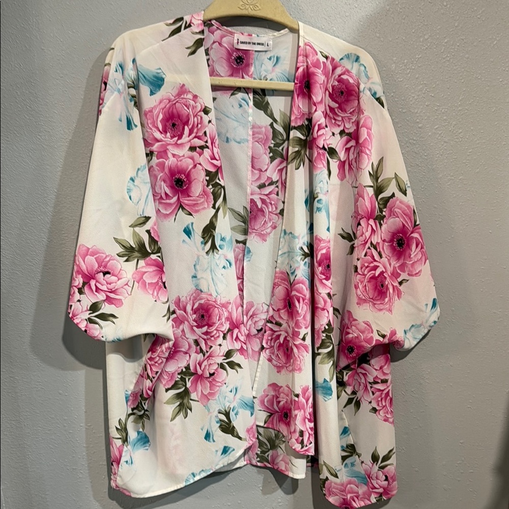 Floral Kimono Cardigan - Pink and Blue